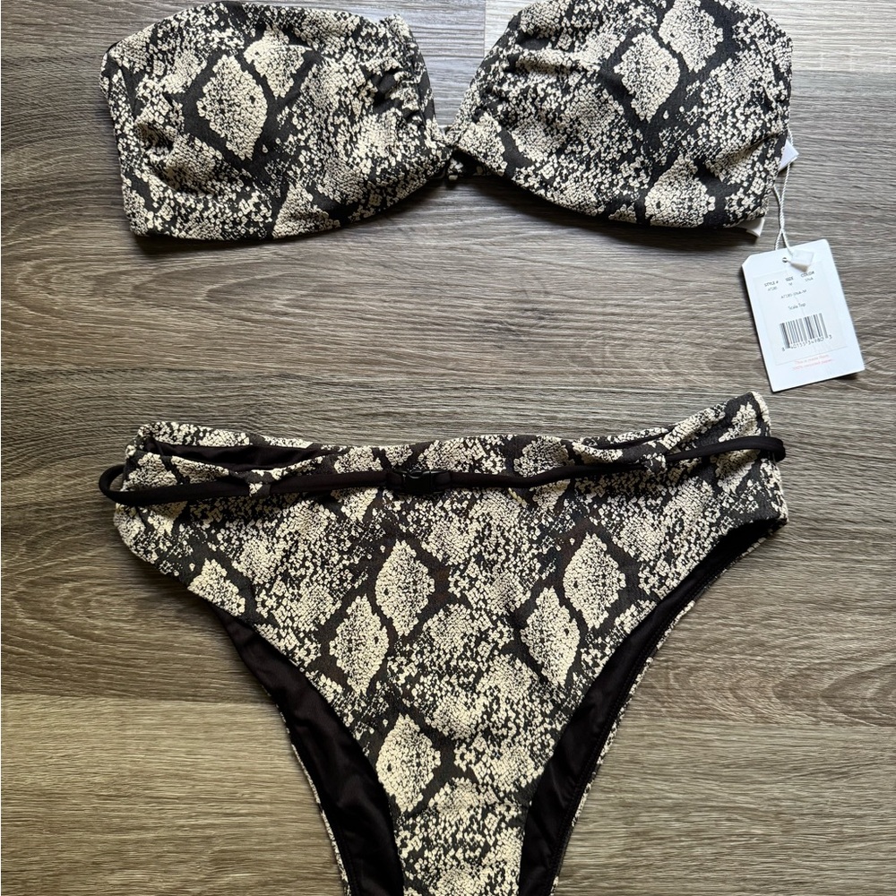 Andie Snake Print Bandea Scala Top Riviera High Waisted Bottom Medium Set NWT
